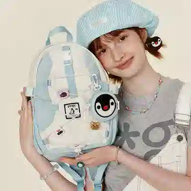 VANWALK Pingu Backpack Large Black White Plaid