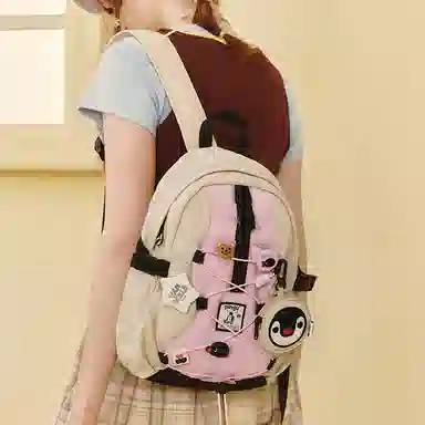 VANWALK Pingu Backpack Large Black White Plaid