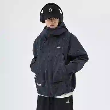 BENMYSHOWER Plaid Utility Jacket