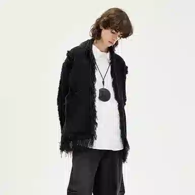 BENMYSHOWER V-Neck Fringe Knit Sweater