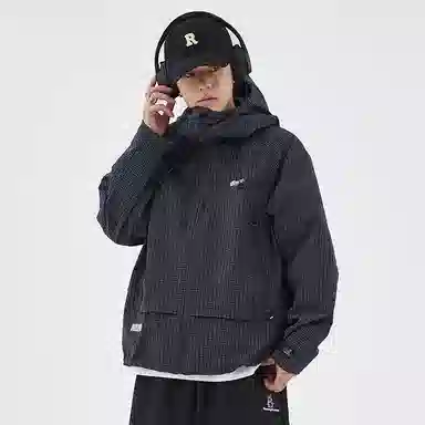 BENMYSHOWER Plaid Utility Jacket