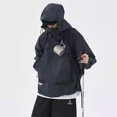 BENMYSHOWER Plaid Utility Jacket