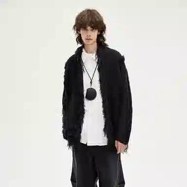 BENMYSHOWER V-Neck Fringe Knit Sweater