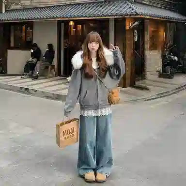 SUNSUNTOWN Hooded Wool Coat