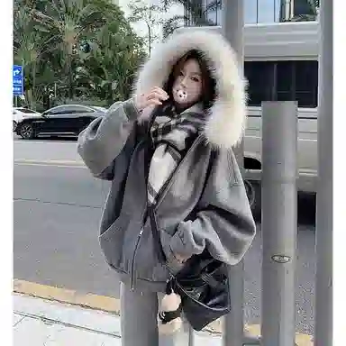 SUNSUNTOWN Hooded Wool Coat