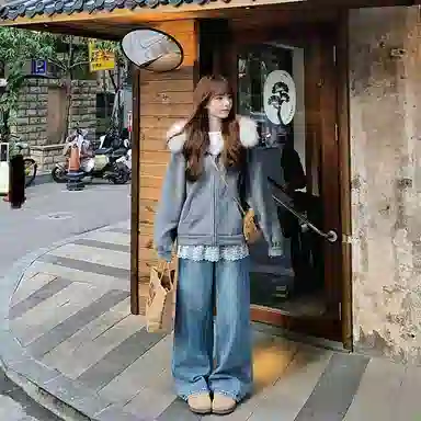 SUNSUNTOWN Hooded Wool Coat