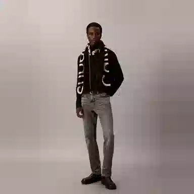 Calvin Klein Jacquard Wool Scarf Black