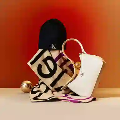 Calvin Klein Jacquard Wool Scarf Black