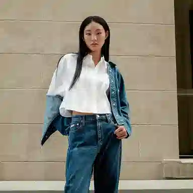 Calvin Klein Striped Cropped Shirt