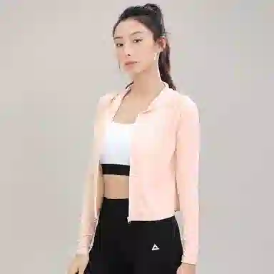 匹克 瑜伽服健身运动服套装 粉色背心五分打底裤三件套 女款