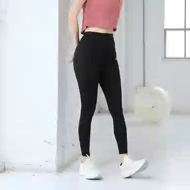 匹克 纯色修身松紧腰运动长裤 女款 黑色