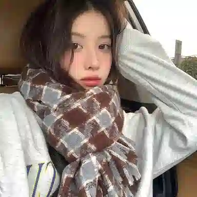 匹克 韩系流苏冬季保暖加厚千鸟格百搭 绒线围巾 男女同款情侣款