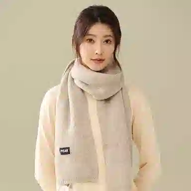 匹克 冬季保暖套装流苏千鸟格 绒线围巾 男女同款情侣款