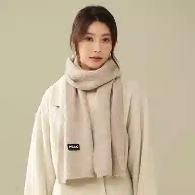 匹克 冬季保暖套装流苏千鸟格 绒线围巾 男女同款情侣款