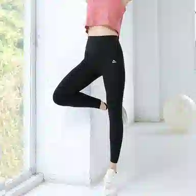 匹克 纯色修身松紧腰运动长裤 女款 黑色