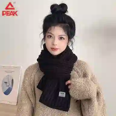匹克 舒温和暖冬季保暖毛绒韩系 耳罩两件套 聚酯纤维 绒线围巾 男女同款情侣款