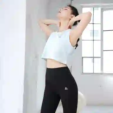 匹克 满印圆领套头无袖背心中腰直筒健身套装 女款