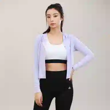 匹克 瑜伽服健身运动服套装 粉色背心三分打底裤三件套 女款 紫色外套