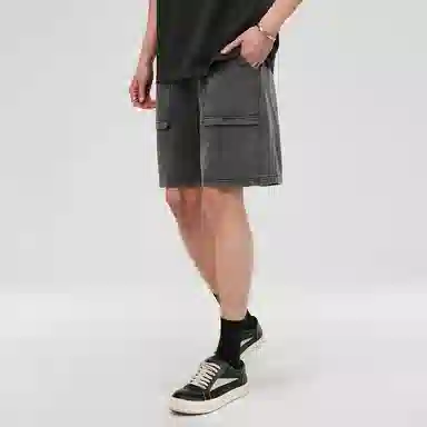 Atry Basic High Waist Drawstring Shorts Gray