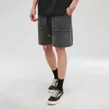 Atry Basic High Waist Drawstring Shorts Gray