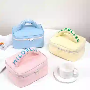 米甜兔 清新糖果色化妆包马卡龙色系手提包便携高颜值化妆品收纳袋随身洗漱包