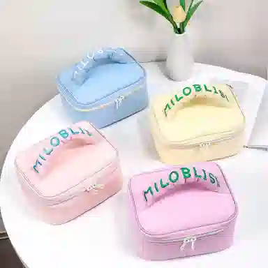 米甜兔 清新糖果色化妆包马卡龙色系手提包便携高颜值化妆品收纳袋随身洗漱包