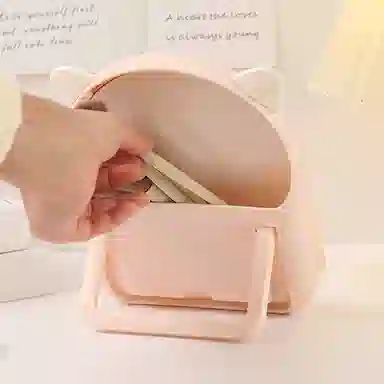 米甜兔 可爱圆形白色化妆镜 便携清晰