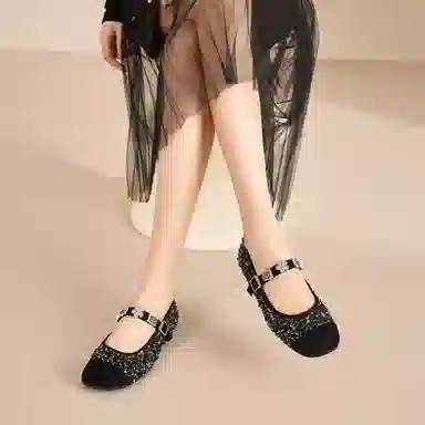 珂卡芙 织物 时尚潮流法式小香风复古百搭 玛丽珍鞋 女