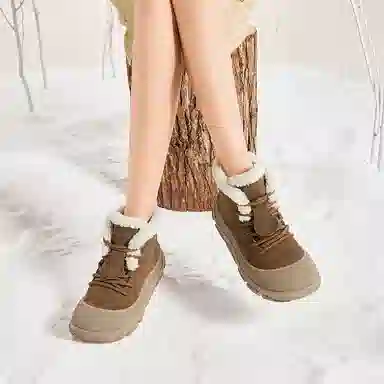 珂卡芙 美拉德潮流时尚复古百搭加绒厚底 短筒 雪地靴 女款