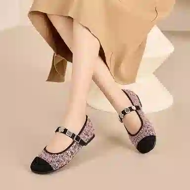 珂卡芙 织物 时尚潮流法式小香风复古百搭 玛丽珍鞋 女