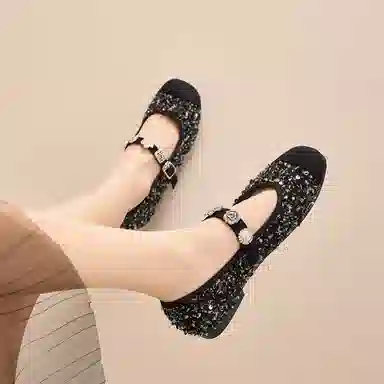 珂卡芙 织物 时尚潮流法式小香风复古百搭 玛丽珍鞋 女