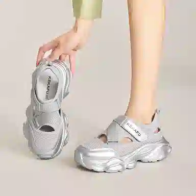 珂卡芙 牛皮革 时尚简约运动百搭镂空舒适 沙滩凉鞋 女款