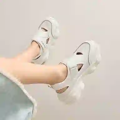 珂卡芙 牛皮革 时尚简约运动百搭镂空舒适 沙滩凉鞋 女款