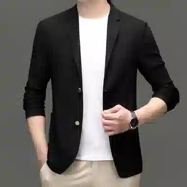 时尚纯色冰丝单排扣休闲商务西轻便舒适有型轻奢百搭西装 男款