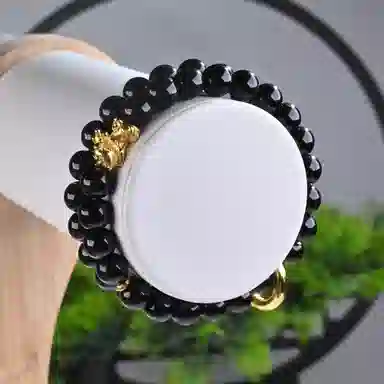 仙友 新中式双圈叠戴国风八方来财转运珠拼接貔貅文玩佛珠招财纳福念珠盘玩文艺复古上岸手饰#好运 黑檀 手串 男女同款情侣款
