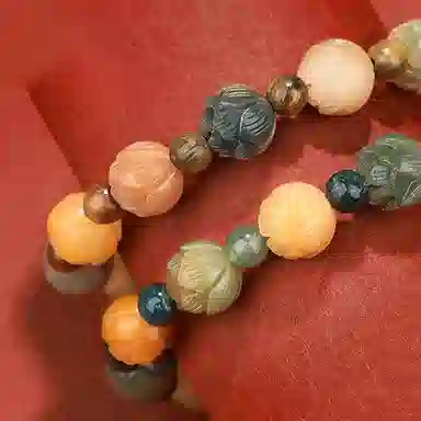 仙友 有钱花 国潮新中式财神莲花雕刻文玩佛珠文艺潮流 菩提根菩提子/菩提籽 手串 男女同款情侣款