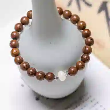 仙友 新中式万事顺遂文玩盘串纳福平安叠戴小众复古 金丝檀木 木作手串 男女同款情侣款