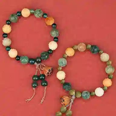 仙友 有钱花 国潮新中式财神莲花雕刻文玩佛珠文艺潮流 菩提根菩提子/菩提籽 手串 男女同款情侣款