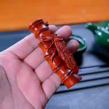 仙友 国风新中式节节高升手工精雕木质盘玩文玩飞黄腾达随身把玩挂件 紫檀属 把件 男女同款情侣款