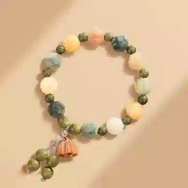 仙友 有钱花 国潮新中式财神莲花雕刻文玩佛珠文艺潮流 菩提根菩提子/菩提籽 手串 男女同款情侣款