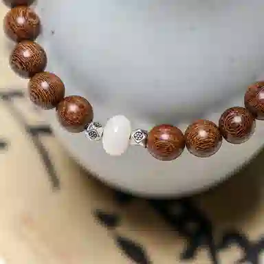 仙友 新中式万事顺遂文玩盘串纳福平安叠戴小众复古 金丝檀木 木作手串 男女同款情侣款