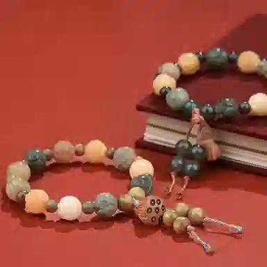 仙友 有钱花 国潮新中式财神莲花雕刻文玩佛珠文艺潮流 菩提根菩提子/菩提籽 手串 男女同款情侣款