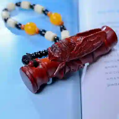 仙友 国风新中式节节高升手工精雕木质盘玩文玩飞黄腾达随身把玩挂件 紫檀属 把件 男女同款情侣款