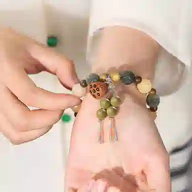 仙友 有钱花 国潮新中式财神莲花雕刻文玩佛珠文艺潮流 菩提根菩提子/菩提籽 手串 男女同款情侣款