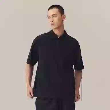 CHINISM Logo Embroidered Half-Zip Polo Shirt