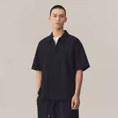 CHINISM Logo Embroidered Half-Zip Polo Shirt