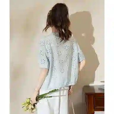 法文箱子 夏 高级感女短袖上衣衬衫 宽松 女款