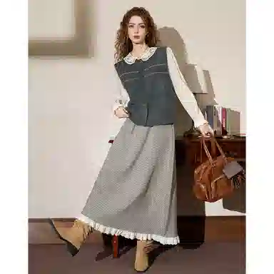 法文箱子 羊毛秋季叠穿马甲 女款