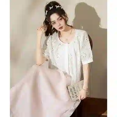 法文箱子 夏 高级感女短袖上衣衬衫 宽松 女款