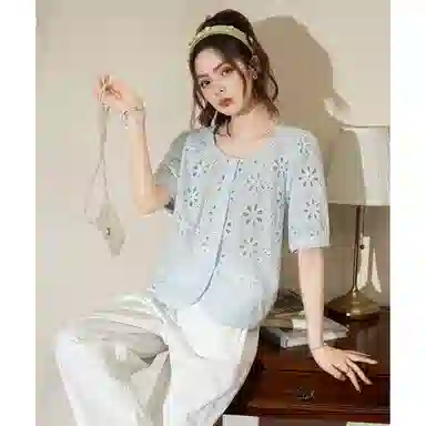 法文箱子 夏 高级感女短袖上衣衬衫 宽松 女款